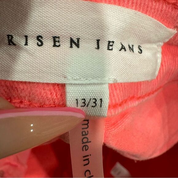 Revolve Risen Jeans Pink NEVIE NEON CORAL DISTRESSED HIGH RISE STRAIGHT LEG Jean - Picture 9 of 9